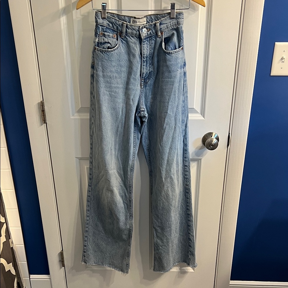 Zara Denim Blue High-Waisted Jeans